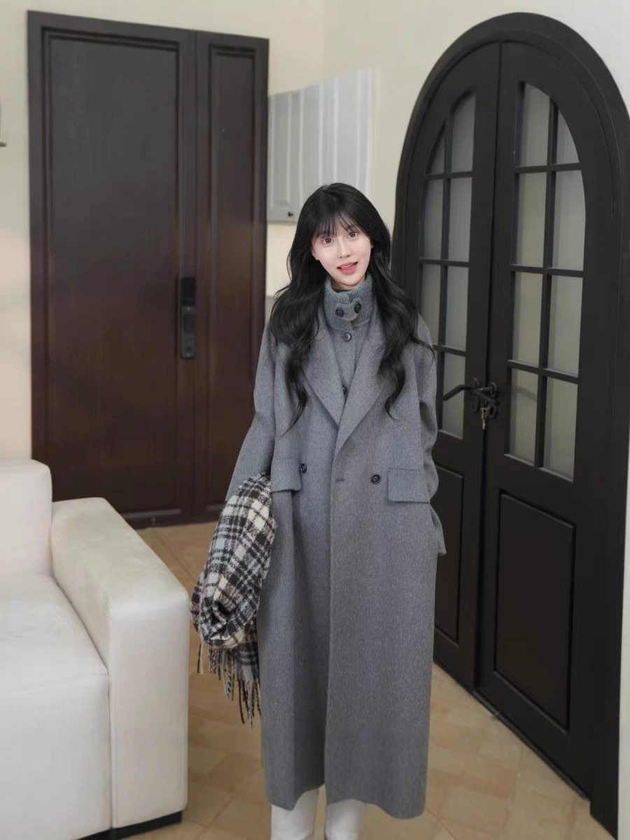 Autumn and Winter New Style Plush Woolen Outwear and Vest Two-Piece Set for Women Knitted Stand-Up Collar Loose Regular Style Slim Outwear