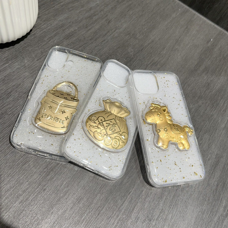 Diamond Shell Cross-Border Glitter Case Suitable for iPhone 15 Electroplated Lens Frame Phone Case with Resin for Immediate Wealth New Year Edition