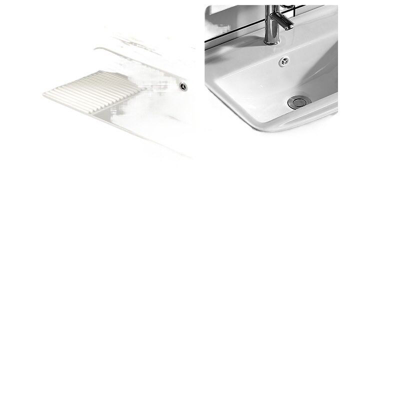 Carbon Fiber Laundry Cabinet Balcony Laundry Sink Ceramic Washbasin with Washboard Floor-Standing Washbasin Cabinet Combination