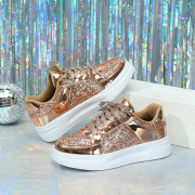 Thick-Soled Sequined Trendy Fashion Sneakers, Heightening Casual Sports Shoes, Breathable and Lightweight Outdoor Flat Shoes, Tr