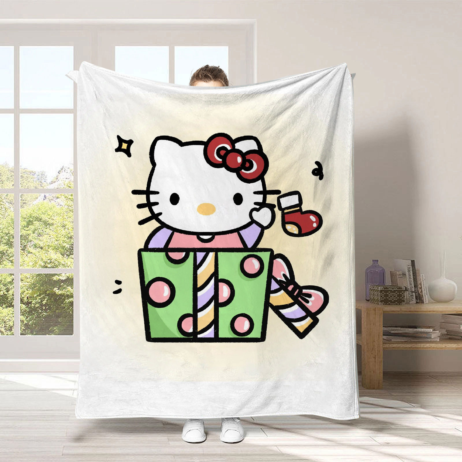 hellokitt Cat Christmas Blanket Thickened Flannel Blanket Cartoon Children's Sofa Blanket Nap Blanket Class A