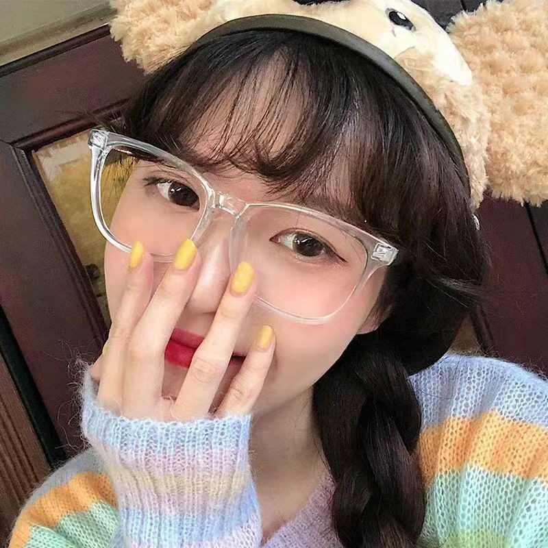 New Cross-Border Hot Selling Women's Flat Mirror Retro Glasses Frame Women's Square Plain Glasses Frame Anti-Blue Light Glasses