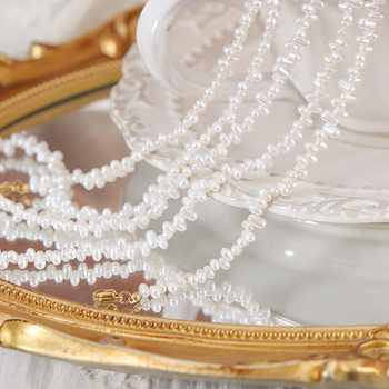 Internet Celebrity Same Style Retro Temperament Girl's Best Friend Handmade Beaded Imitation Pearl Oval Necklace Niche Collarbone Necklace