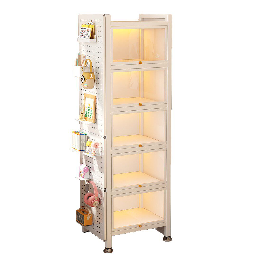 钢制书柜带玻璃门儿童书架家用一体储物柜防尘展示柜子落地收纳柜