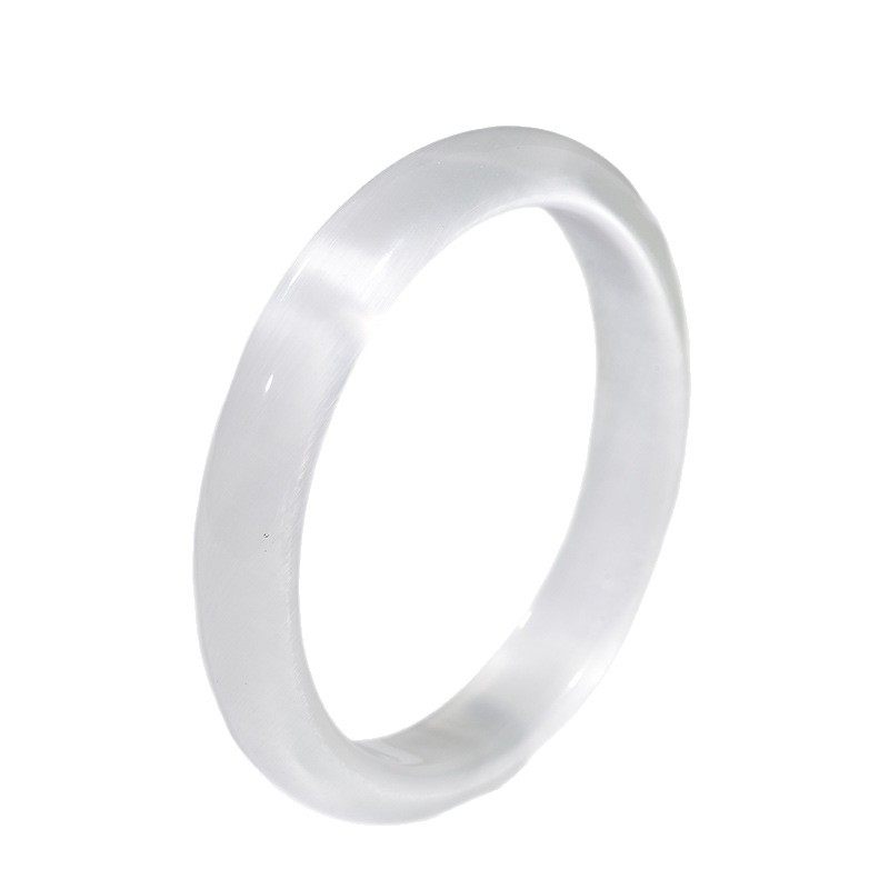 Wholesale Simple Cat's Eye Stone Bracelet Imitation Chalcedony Glass Jade Bracelet Women's Ice-Clear White Moonlight Bracelet Small Stall Goods