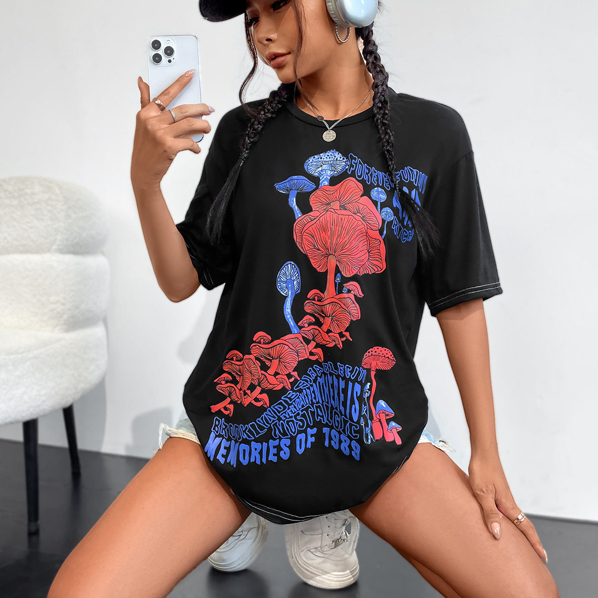 Womens Short Sleeve T Shirt Fashionable Round Neck Printed Design Casual Wear for Summer Wholesale Available