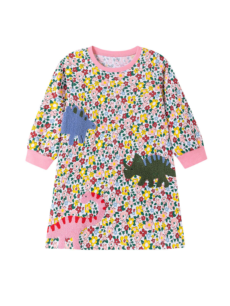 Kids' Dress Wholesale, Girls' Autumn Dress, Cute Applique Cotton Dress, [Style] Princess Dress