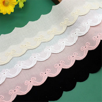 New in stock wholesale apricot pink bow cotton lace Lolita clothing textile lace accessories discount