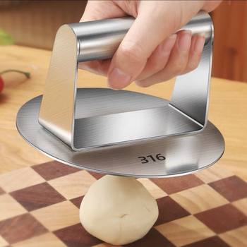 Stainless Steel Round Pancake Press, Hand-Held Pancake Maker for Home Use, Commercial Iron Plate Squid Press, New Model for Pressing Noodles