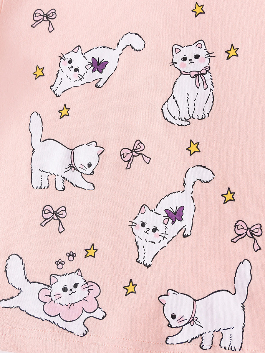 Summer Cute Girls' Set, Stylish Kids' Outfit, Cartoon Baby Kids' Clothing