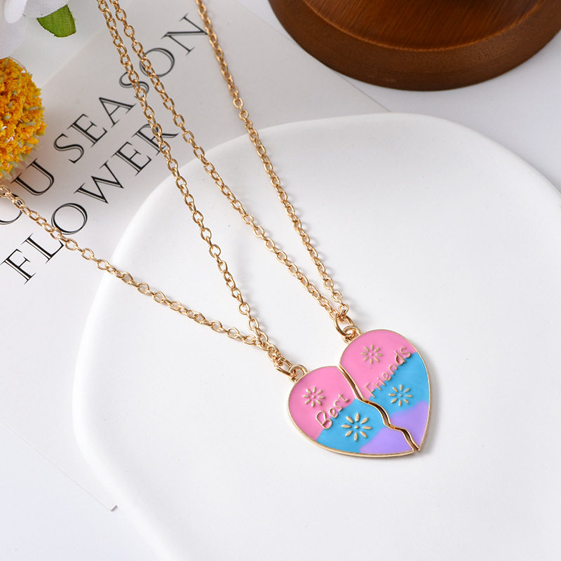 欧美饰品 BEST FRIENDS心型方块吊坠 闺蜜吊坠心形项链