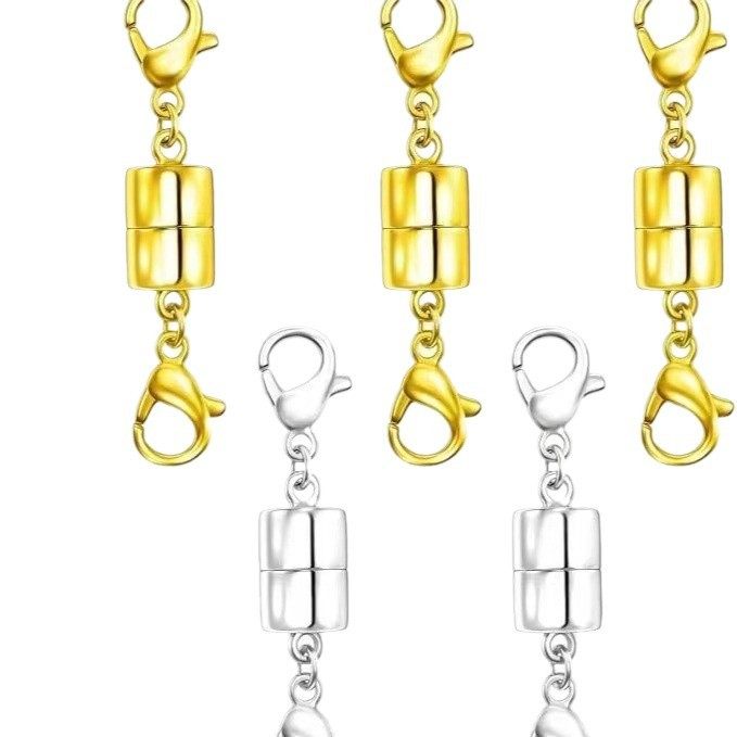 Cross-Border Hot Selling Color-Preserving Short 5mm Cylindrical Double-Headed Spring Buckle Magnet Buckle DIY Bracelet Necklace 18K Imitation Gold