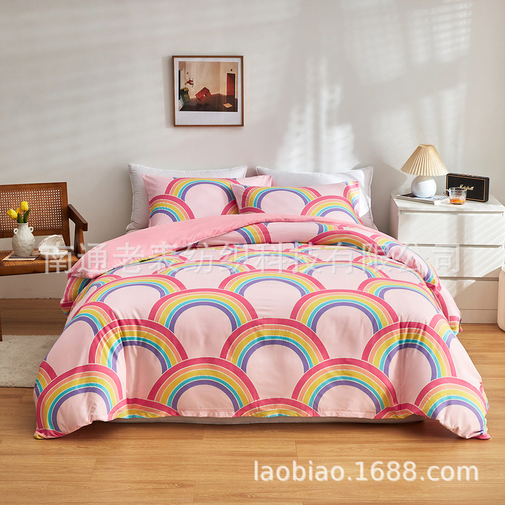 Cross-border Foreign Trade Source US UK Size Amazon Printed Luminous Series Quilt Cover Pillowcase Bedding Three Sets