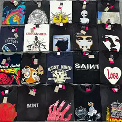 Saint Xxx Stb Vintage Washed Distressed Retro High Street Bucket Knit Short-Sleeve T-Shirt Unisex Trendy Cotton