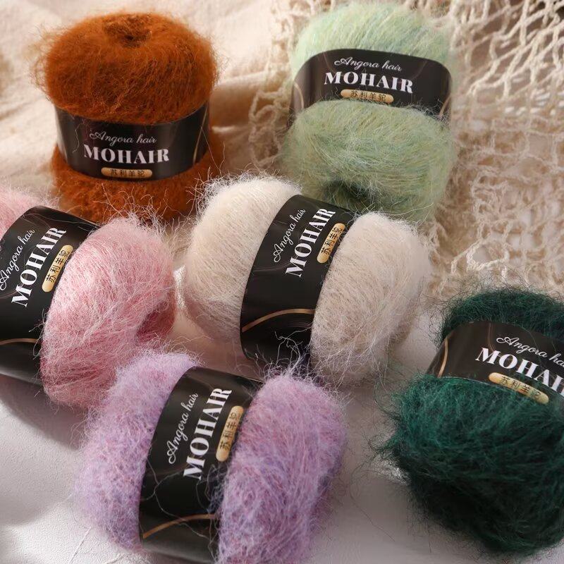 Colorful Mohair Yarn 25g Hand-Knitted DIY Hat Scarf Sweater Jacket Suli Alpaca Mohair Yarn