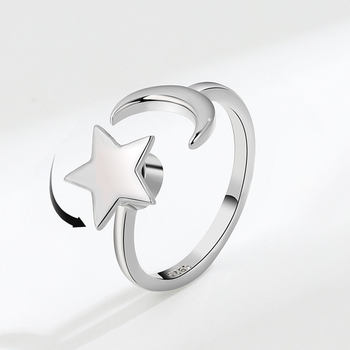 Cross-border hot sale New Star rotating ring female opening rotatable adjustable star and moon intersection index ring