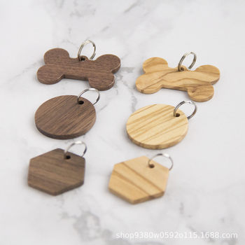 Solid Wood Olive Wood Walnut Pet Collar Tag Dog Tag Name Tag Handmade Product Tag Laserable