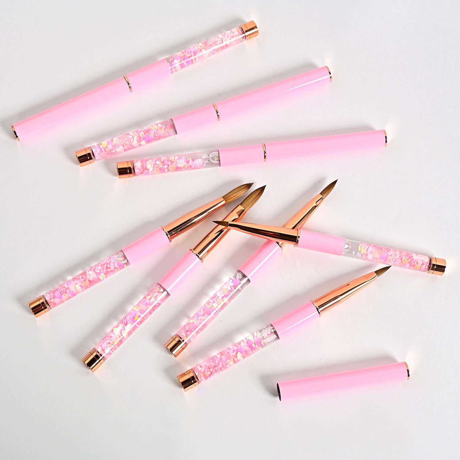 Manicure Pen Special Pen Set Wholesale Mink Hair Acrylic Rod Round Head Flat Head Painted Flower Pen Pull Line Tracing Pen