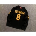 E589#long sleeve football jersey black