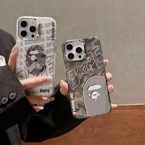 Ape Head iPhone16Promax Phone Case for Apple 15pro Personality Trendy Brand New 13/14 Electroplating