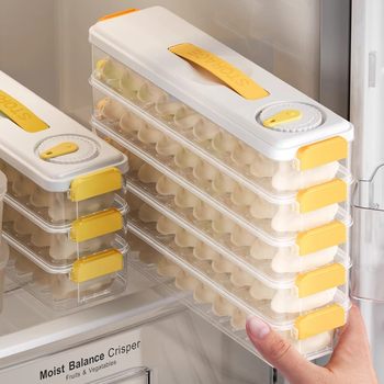 New Fine-Seam Dumpling Box, Space-Saving, Good Sealing, No Odor, Multi-Layer Stackable Kitchen Refrigerator Quick-Freezing Storage Box