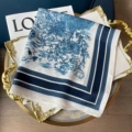 D family forest navy blue 70 square scarf