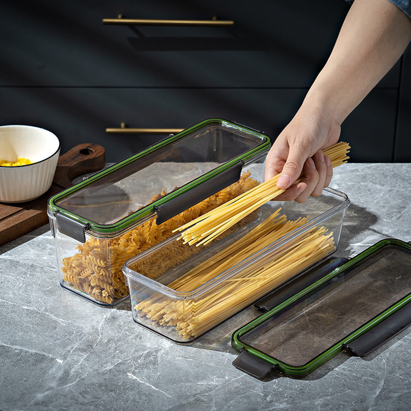 Rectangular Noodles Storage Sealed Box Large Capacity Food Storage Box Sealed Moisture-proof Transparent Visible Pasta Noodles
