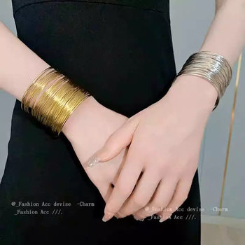 European and American Gold Open Bracelet Niche Exaggerated Design Bracelet Stylish Sexy Cool Style Bracelet Silver Armband