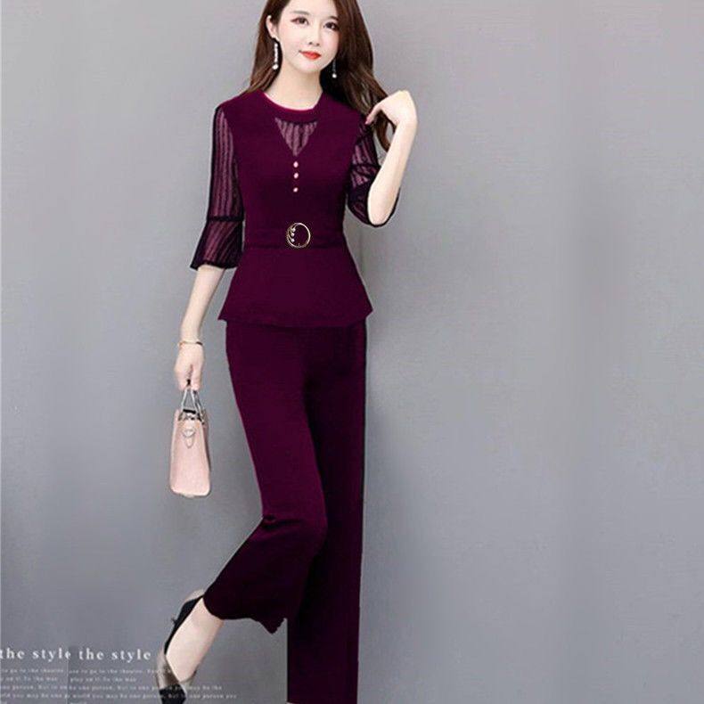 Fashion Suit for Women in Spring, Autumn and Summer New High-End Clothing for Short People, Slimming Look and Flesh-Covering Thin Two-Piece Women's Clothing