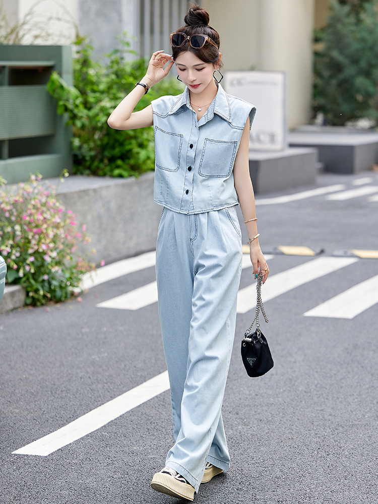 (Mới) Mã K3795 Giá 2020K: Đồ Bộ Nữ Hatdi Cả Bộ 2 Món Hàng Mùa Hè Phong Cách Hàn Quốc Thời Trang Nữ Chất Liệu Jean Bò G05 Sản Phẩm Mới, (Miễn Phí Vận Chuyển Toàn Quốc).
