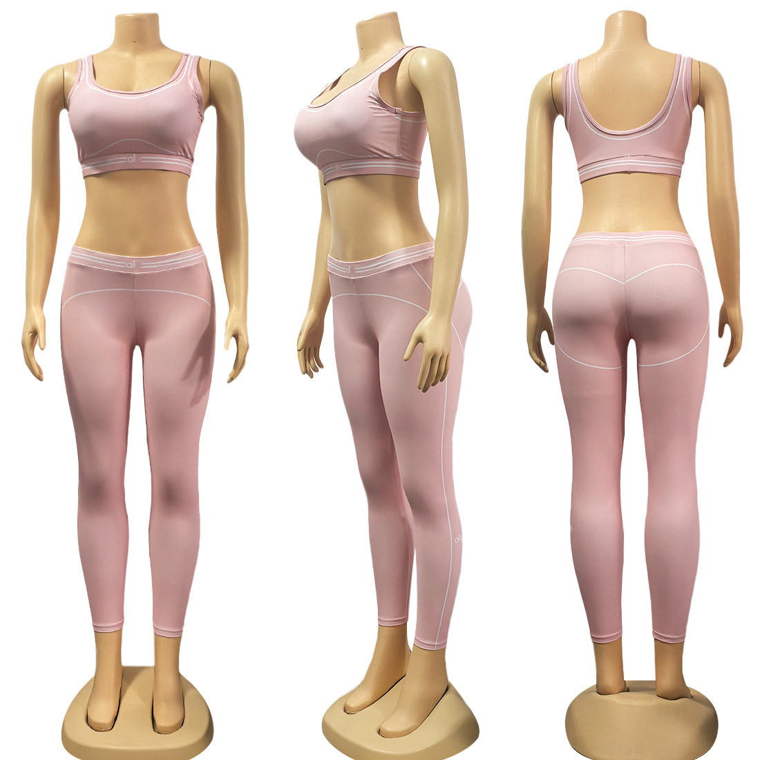 Y9006 欧美跨境女装夏季新款字母时尚瑜伽运动休闲两件套