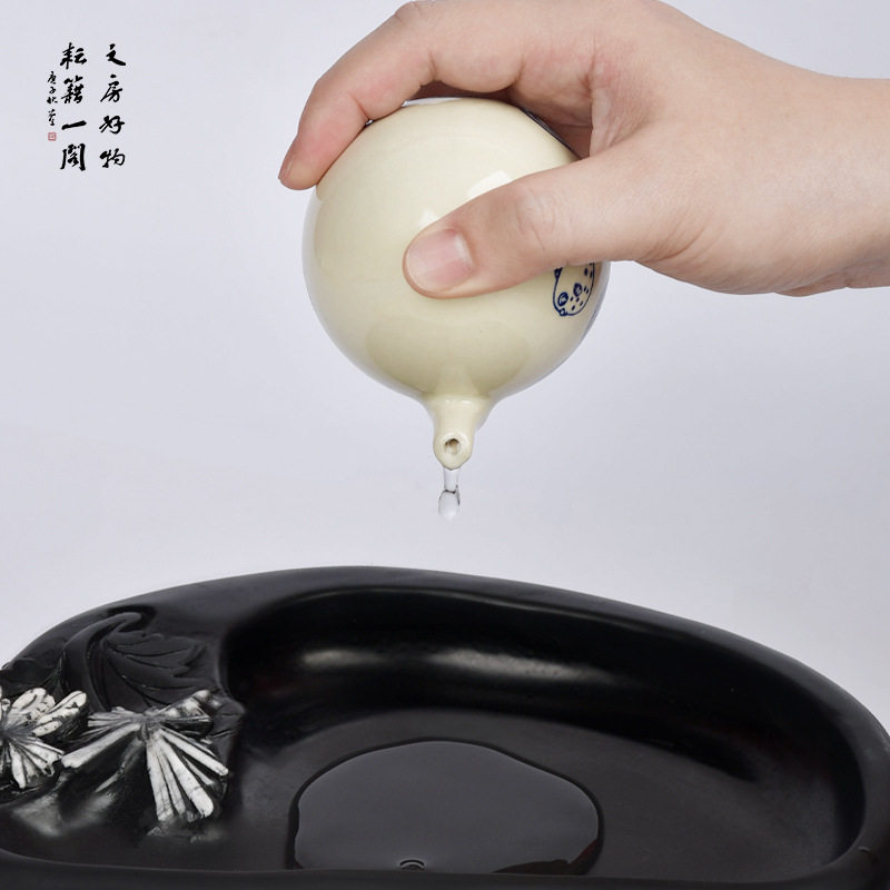 Jingdezhen Ceramic Inkstone Drop Four Treasures of the Study Water Drop Grinding Ink Strips Calligraphy Calligraphy and Painting Chinese Painting Grinding Ink Inkstone Dripper