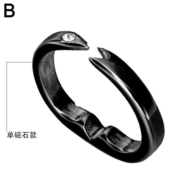 速卖通跨境爆款双磁石指环金属光面创意首饰欧美开口情侣戒指饰品