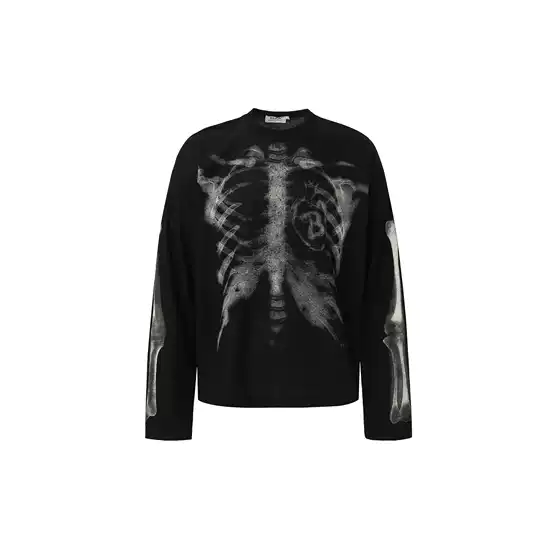 Yongfang American Retro Street Fashion Unisex High-End Abstract Pattern Design Men's Waffle Long-Sleeve T-Shirt