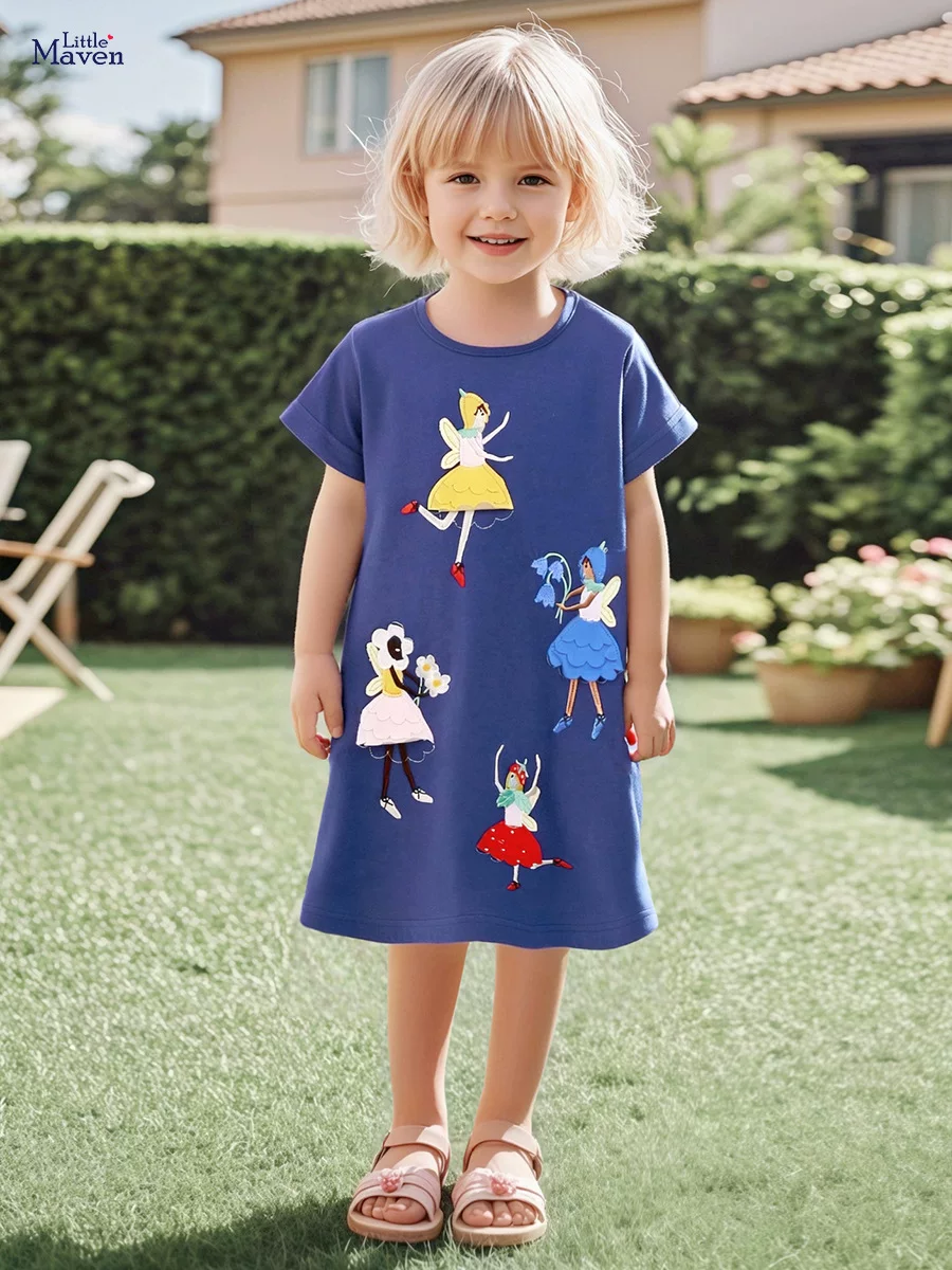 Girls' Summer Short-Sleeve Cotton Dress, Factory Wholesale