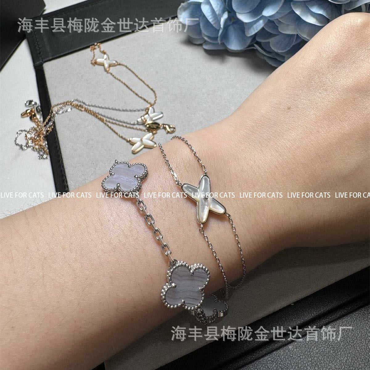 Shangmei cross necklace white fritillary high version rose gold pendant clavicle chain women's factory wholesale a generation of hair