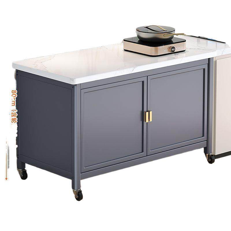 Double-Door Slate Kitchen Storage Rack Floor-Standing Multi-Layer Storage Cabinet Multi-Function Microwave Oven Vegetable Cutting Sideboard