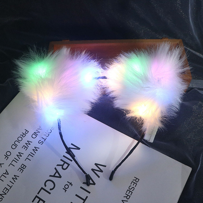 发光发箍头饰狐狸毛猫耳朵头箍春节地摊夜市摆摊小商品玩具批发