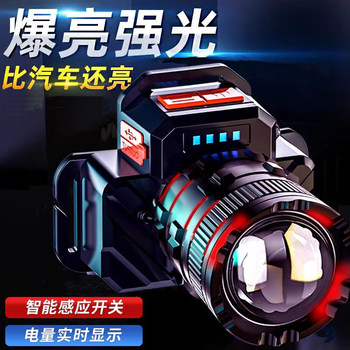 Dual Lithium Battery Zoom Headlight Strong Light Charging Ultra-Bright Ultra-Long Battery Life Night Fishing Head-Mounted Lighting Flashlight