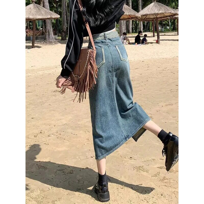 Summer Denim Bodycon Skirt Slim Fit Versatile Trendy Plus Size Options Casual Wear for Women Wholesale Available