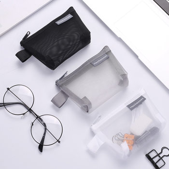 Simple Nylon Stereo Triangle Mesh Coin Wallet Large Capacity Key Case Card Bag Coin Bag Transparent Storage Bag