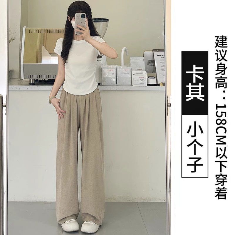 Womens High Waisted Ice Silk Wide Leg Trousers Lightweight Relaxed Fit Textured Fabric Summer Casual Wear