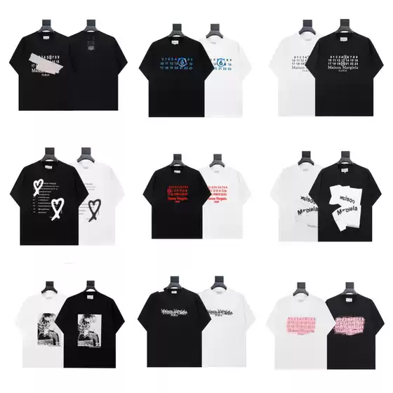 Cross-Border Supply of Pure Cotton Double Yarn Men's T-Shirts Short-Sleeved High Quality Ready Stock