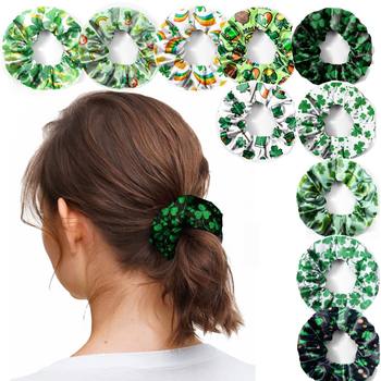 Cross Border Irish Festival Intestinal Hair Ring St Patrick's Day Printed Shamrock Ball Head Fashionable Saute Head Rope