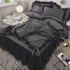 Lace Bed Skirt Four-piece Set Solid Color Girl's Bed Skirt Bed Cover Princess Wind Bed Quilt Cover Three-piece Set Sanding