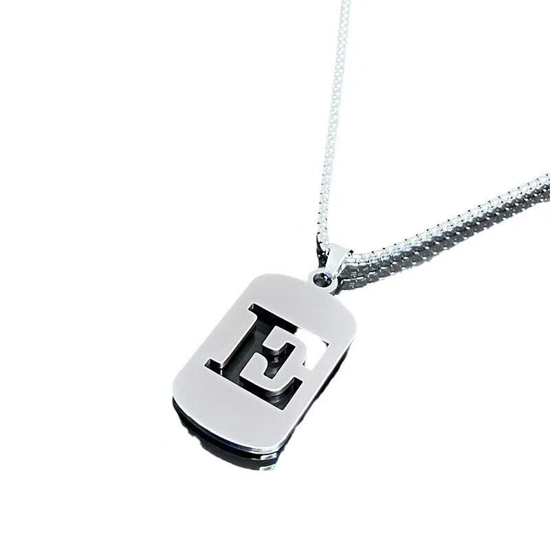 English 26 Letter Necklace Titanium Steel Necklace Male and Female Student Couple Clothing Accessories Niche Design Simple All-match Trendy