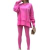 Cross-Border New Foreign Trade Autumn Women's European and American Casual Tight Trousers Loose Sweatshirt Suit Two-Piece Set
