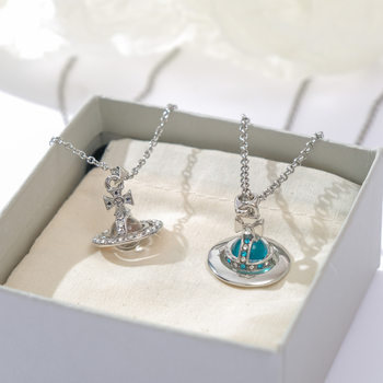 High Version ~ Stereo Saturn Glass Ball Orb Necklace Sweater Chain Accessible Luxury Niche High-End Clavicle Chain