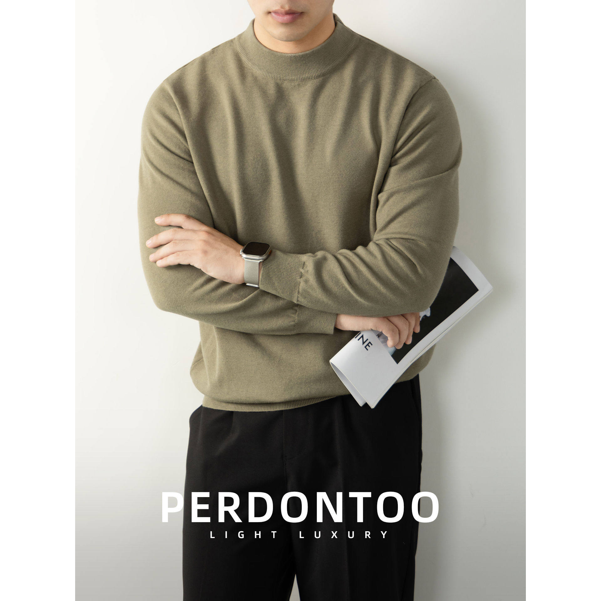 【远红外发热】绵羊毛莫代尔抗起球保暖半高领毛衣男士秋冬内搭