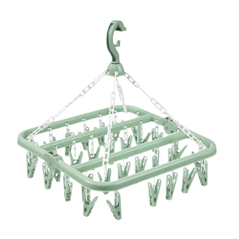 32-clip folding hanger square multi-head clothes hanger household bra clip underwear socks rotatable drying rack